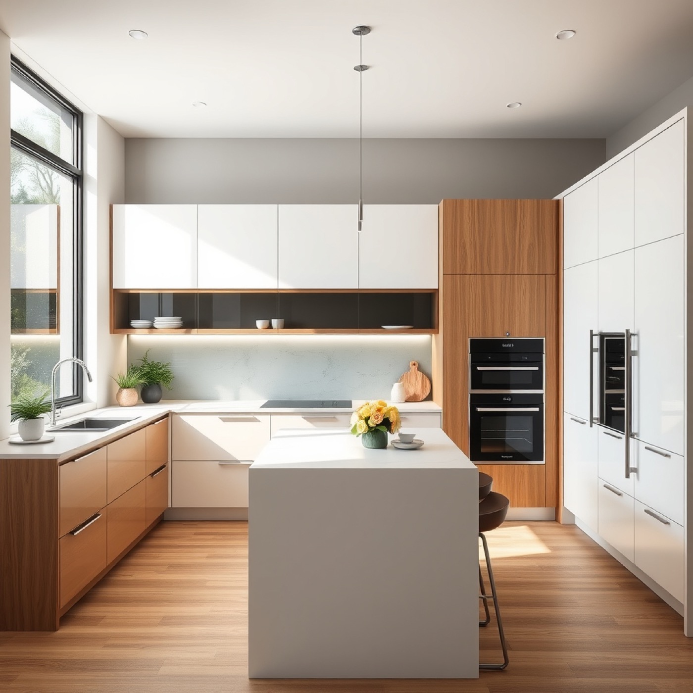 Sunlit modern kitchen